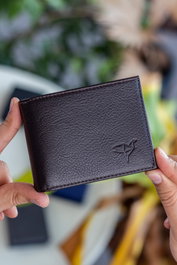 Zoozie Bags Cartera para Hombre de Piel Auténtica, Marrón con Bloqueador RFID